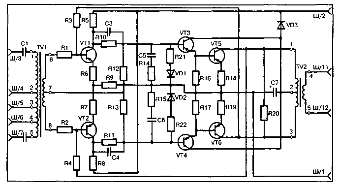 Электрическая схема усилителя УПДК-2