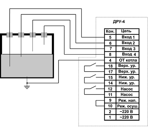 Схема подключения регулятора ДРУ-4