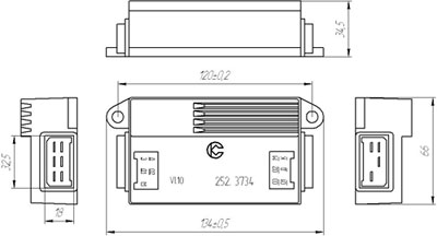 Рис.2. Габаритный чертеж коммутатора электронного 252.3734