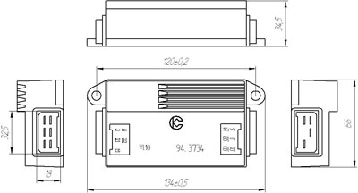 Рис.2. Габаритный чертеж коммутатора электронного 94.3734