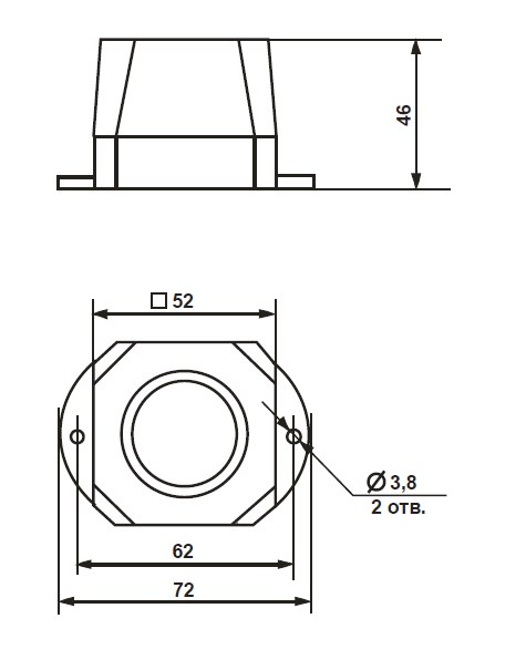 Схема габаритных размеров оповещателя ДУЭТ С-03С