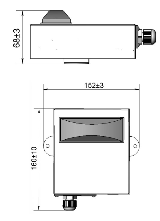 Схема габаритных размеров оповещателя Гермет
