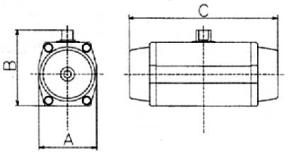Габаритные размеры пневматического привода двойного действия DE