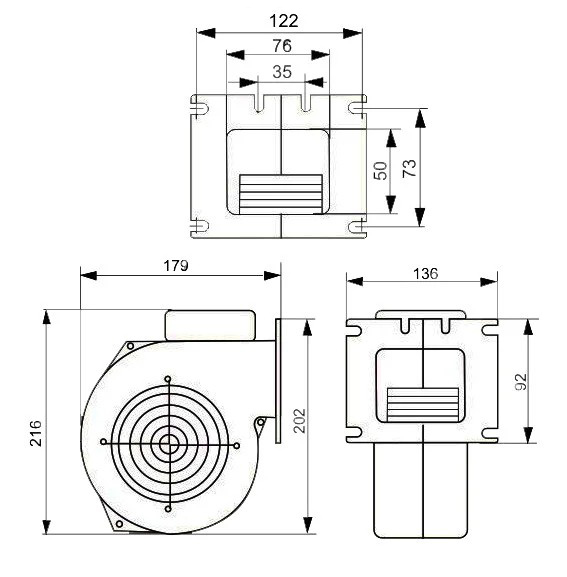 Габаритные размеры вентилятора WPA-120